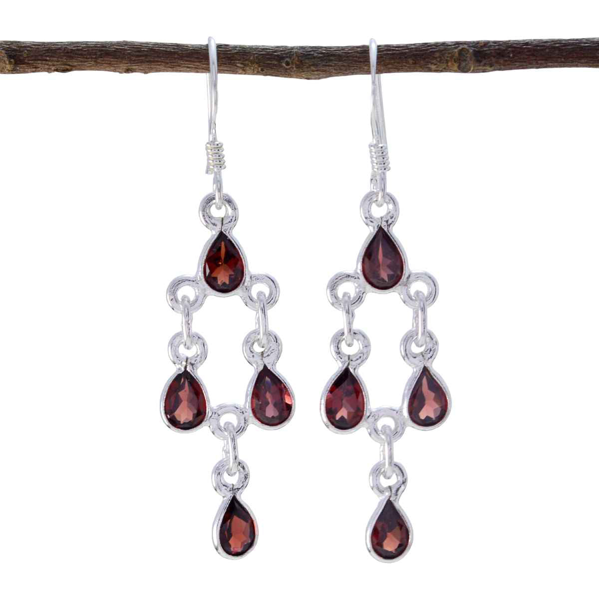 Charlotte Red Delicate multiple Dangle Earring Garnet Red Dangle