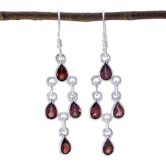 Charlotte Red Delicate multiple Dangle Earring Garnet Red Dangle