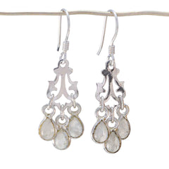 Hina White Elegant multiple Dangle Earring Rainbow Moonstone White Dangle