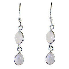Hye jin White Minimalist multiple Dangle Earring Rainbow Moonstone White Dangle