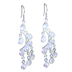 Ji eun White Classic multiple Dangle Earring Rainbow Moonstone White Dangle