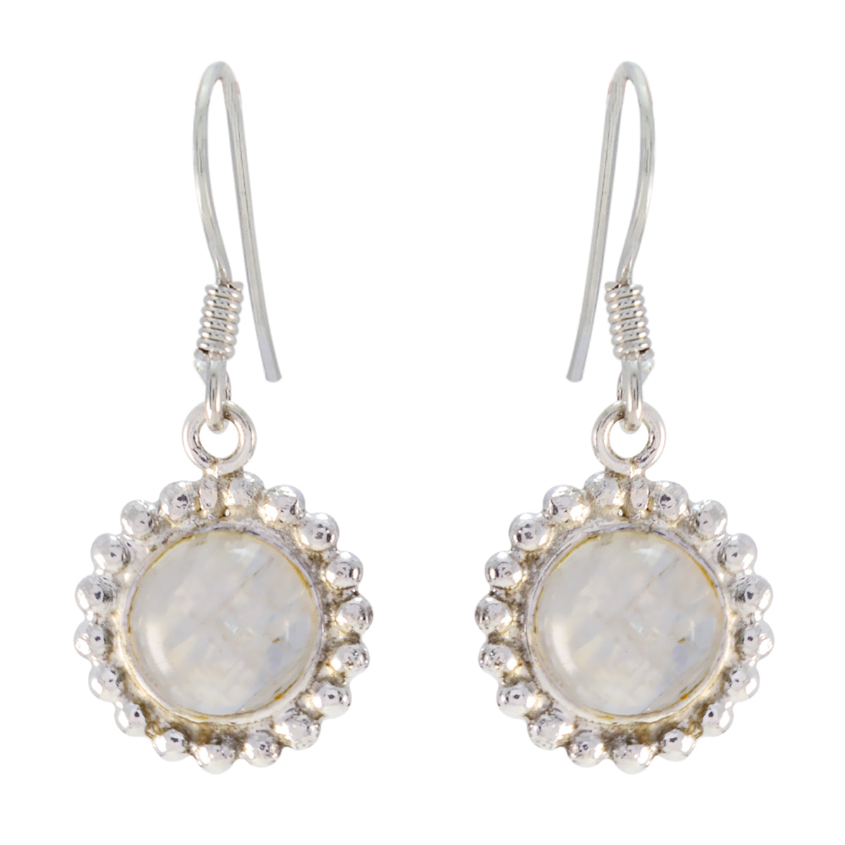 Rosa White Delicate multiple Dangle Earring Rainbow Moonstone White Dangle