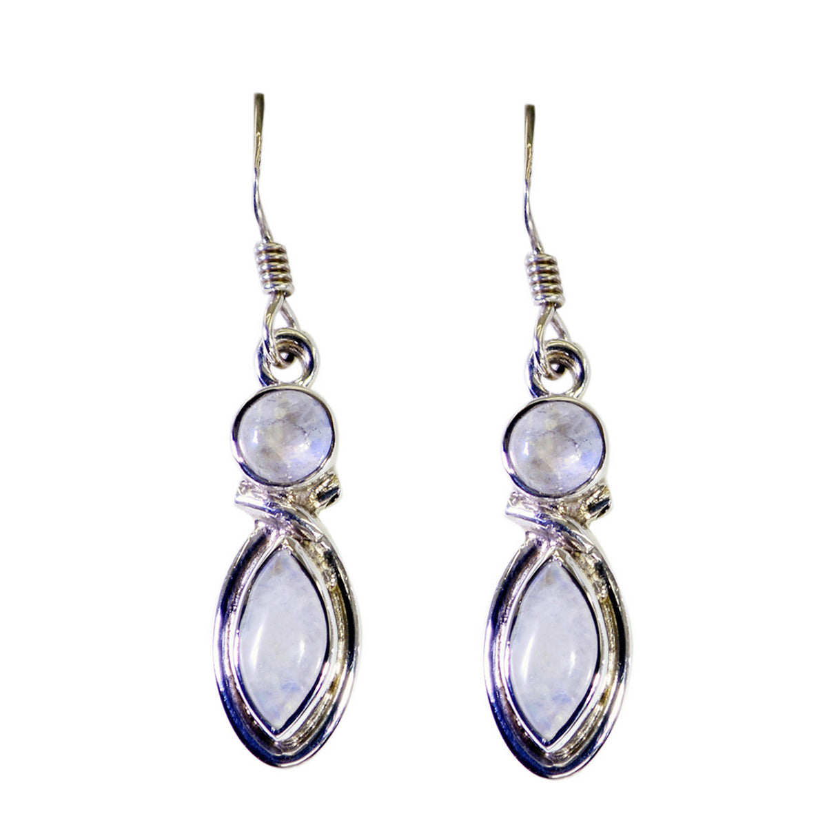 Scarlett White Dainty multiple Dangle Earring Rainbow Moonstone White Dangle