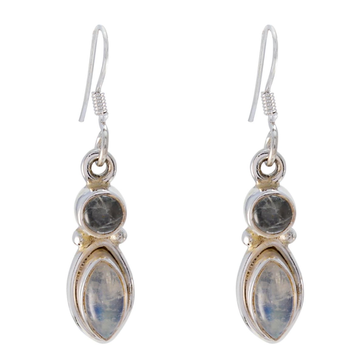 Xiu White Delicate multiple Dangle Earring Rainbow Moonstone White Dangle