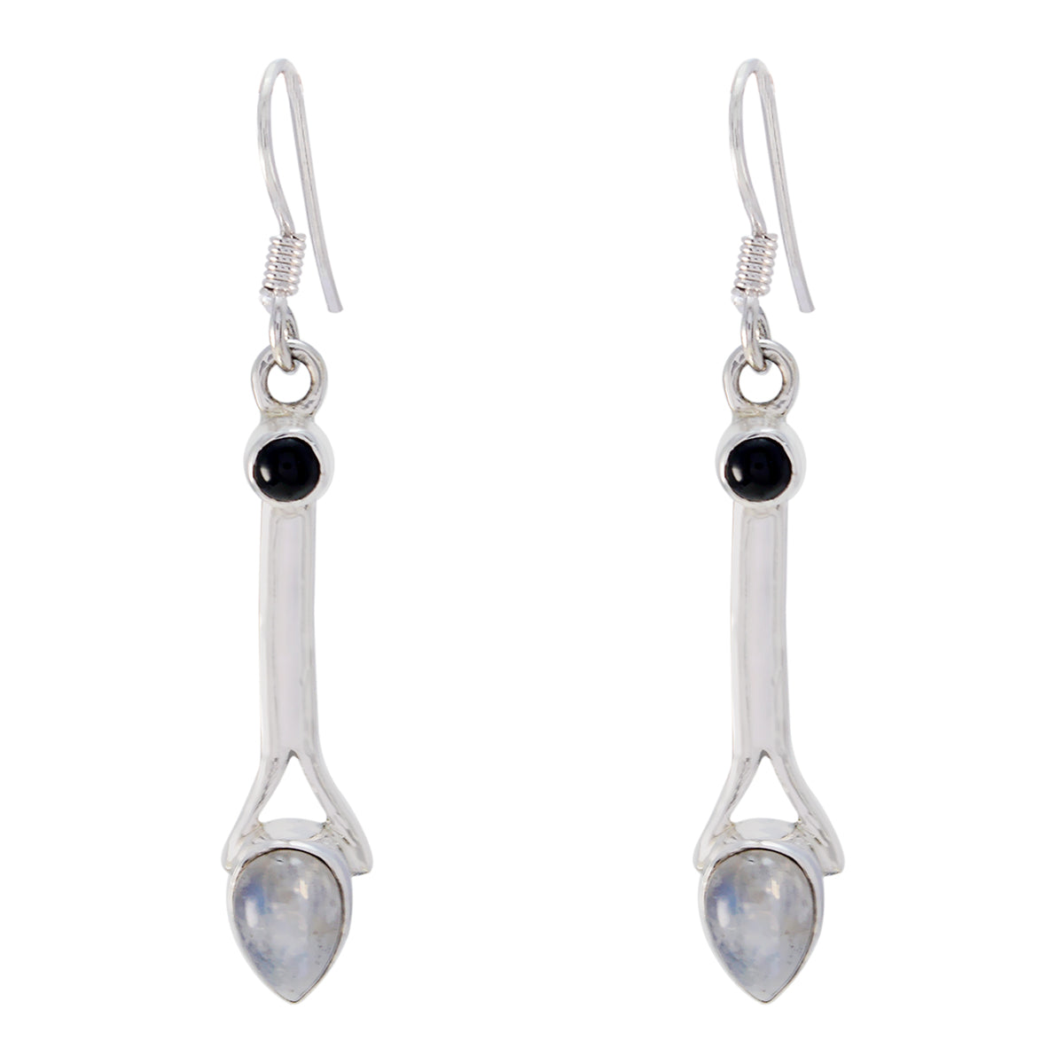 Freya White Delicate multiple Dangle Earring Rainbow Moonstone White Dangle