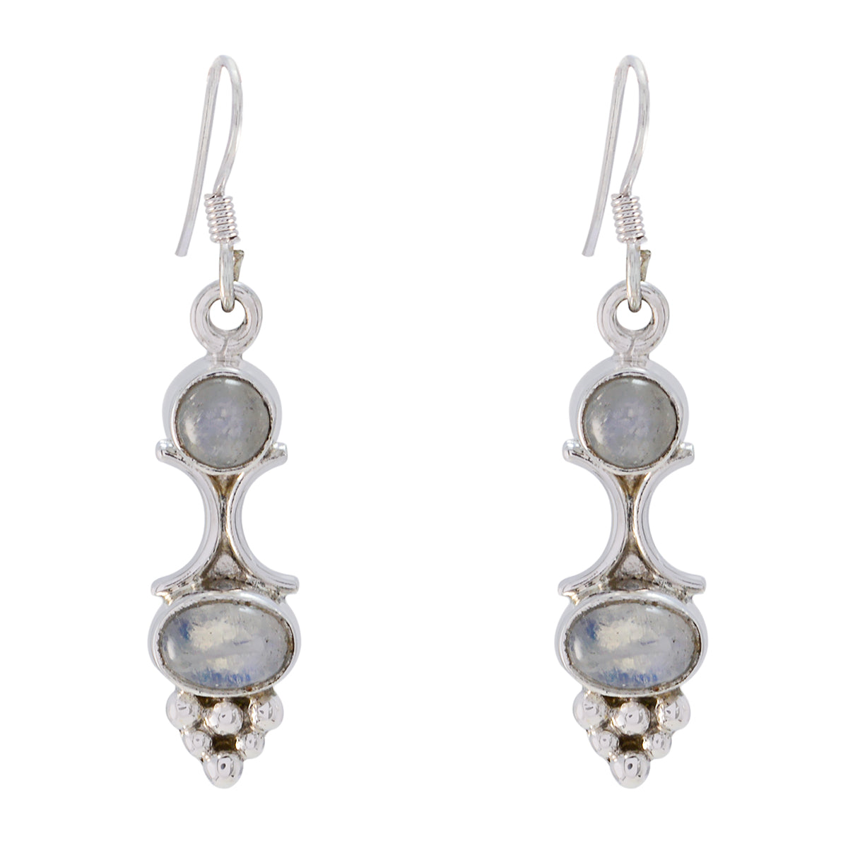 Yan White Dainty multiple Dangle Earring Rainbow Moonstone White Dangle