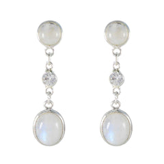 Yuki White Delicate multiple Stud Earring Rainbow Moonstone White Stud