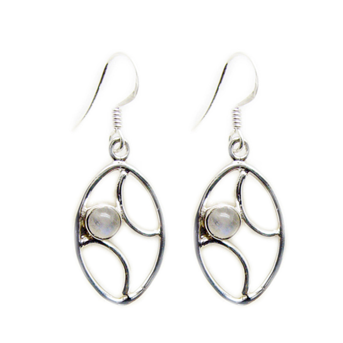 Antonia White Dainty multiple Dangle Earring Rainbow Moonstone White Dangle