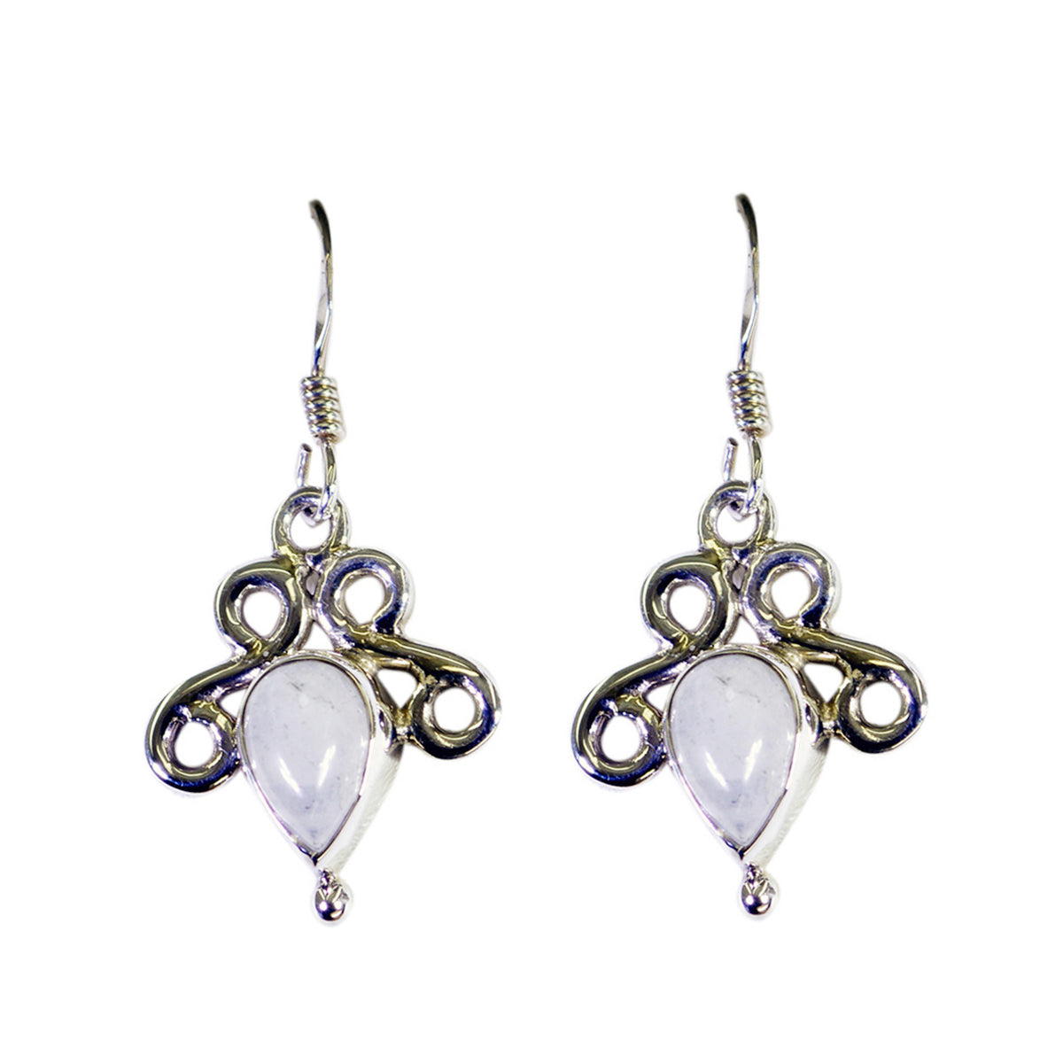 Bruna White Delicate multiple Dangle Earring Rainbow Moonstone White Dangle