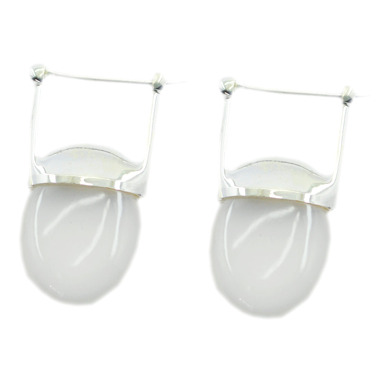 Ivana White Essential Solitaire Dangle Earring Rainbow Moonstone White Dangle