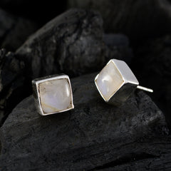Lourdes White Delicate Solitaire Stud Earring
