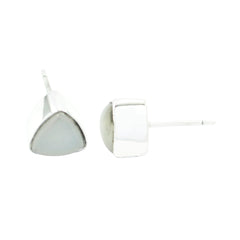 Lucia White Elegant Solitaire Stud Earring Rainbow Moonstone White Stud