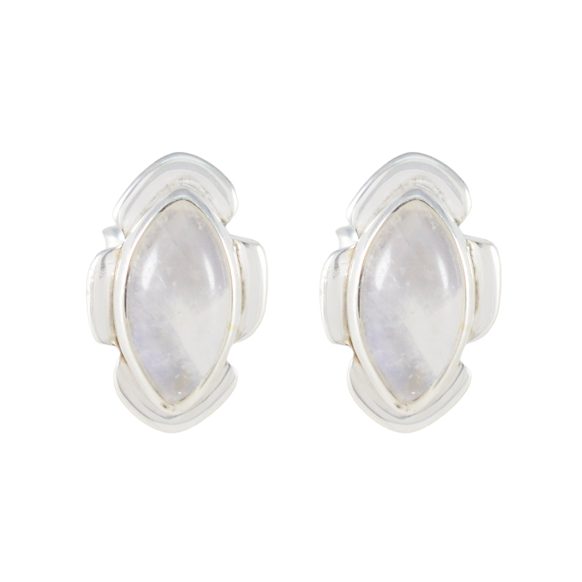 Luisa White Elegant Solitaire Stud Earring Rainbow Moonstone White Stud