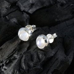 Ella White Delicate Solitaire Stud Earring