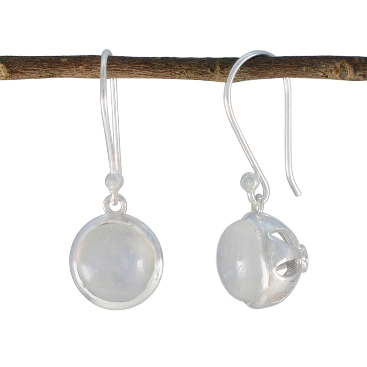 Claire White Slim multiple Dangle Earring Rainbow Moonstone White Dangle