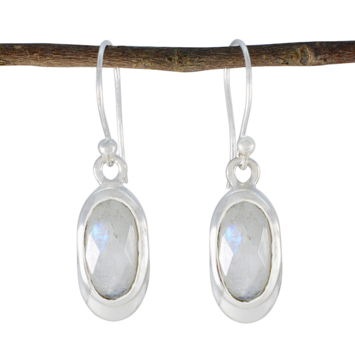 Mariana White Classic Solitaire Dangle Earring Rainbow Moonstone White Dangle