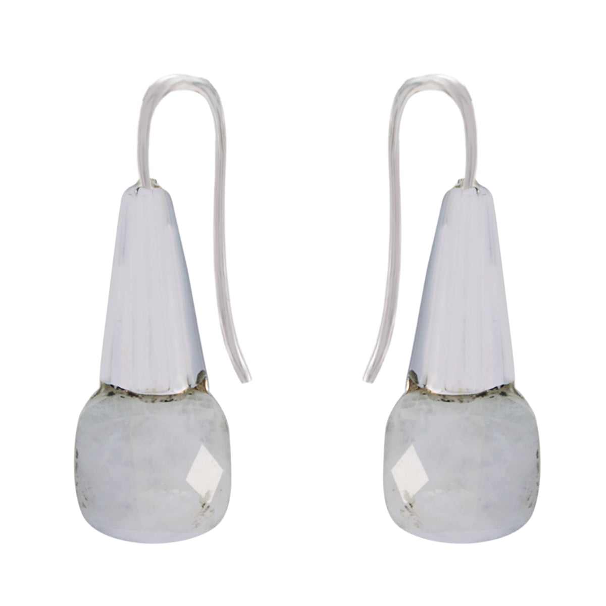 Micaela White Featherlight Solitaire Dangle Earring Rainbow Moonstone White Dangle