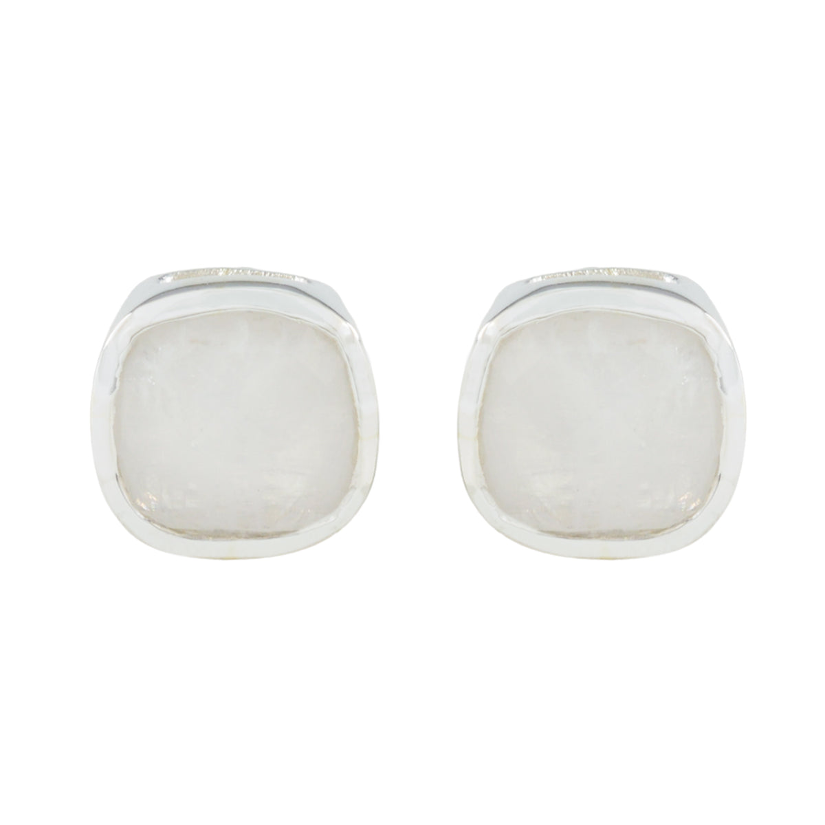 Milagros White Featherlight Solitaire Stud Earring Rainbow Moonstone White Stud