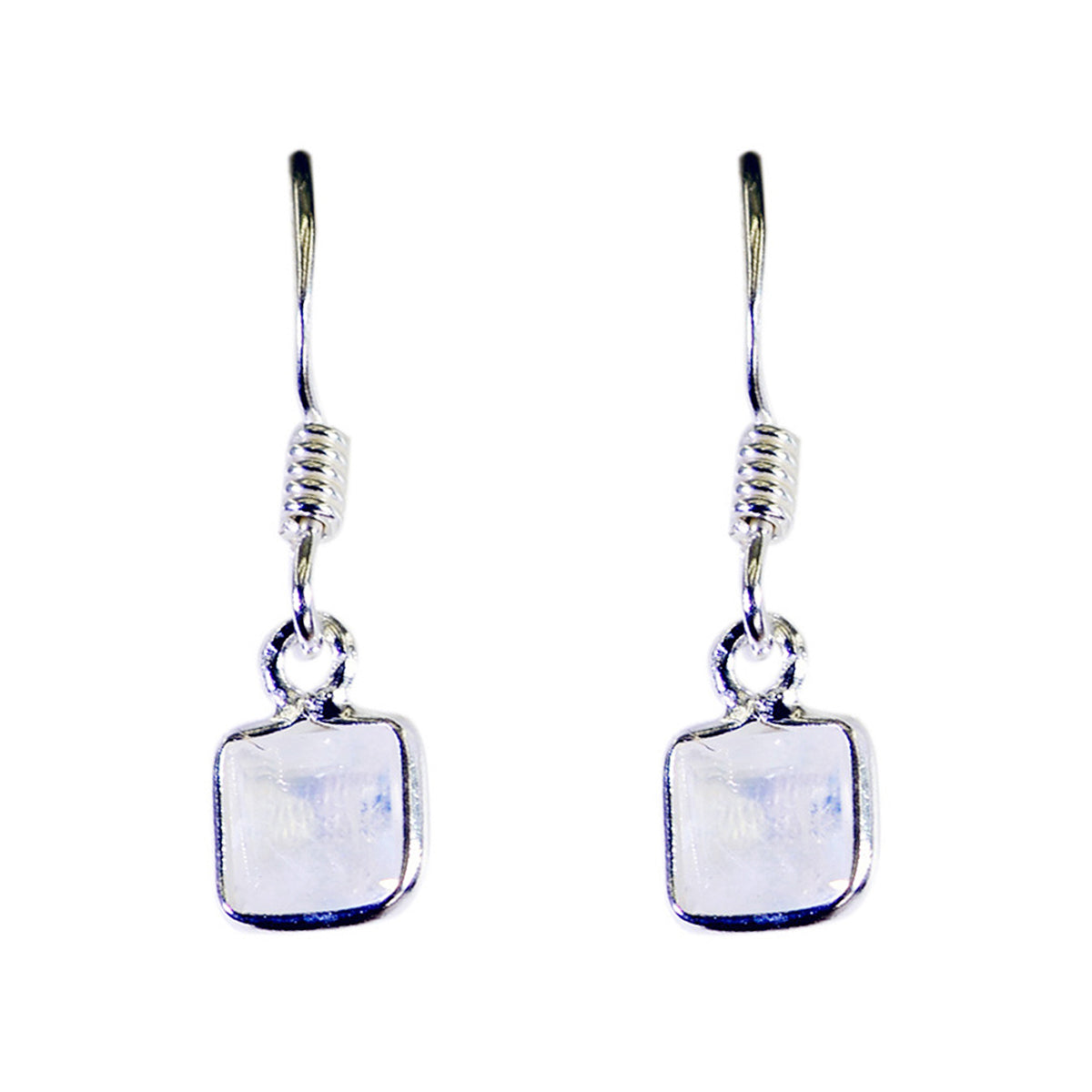 Natalia White Minimalist multiple Dangle Earring Rainbow Moonstone White Dangle