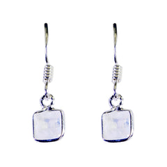 Natalia White Minimalist multiple Dangle Earring Rainbow Moonstone White Dangle