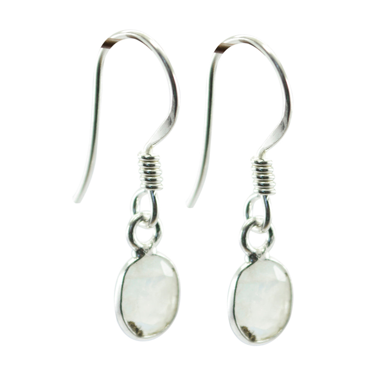 Nayara White Minimalist multiple Dangle Earring Rainbow Moonstone White Dangle