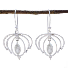 Pilar White Featherlight Solitaire Dangle Earring Rainbow Moonstone White Dangle