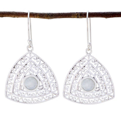 Sofía White Eye catching Solitaire Dangle Earring Rainbow Moonstone White Dangle