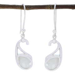 Addison White Featherlight Solitaire Dangle Earring Rainbow Moonstone White Dangle