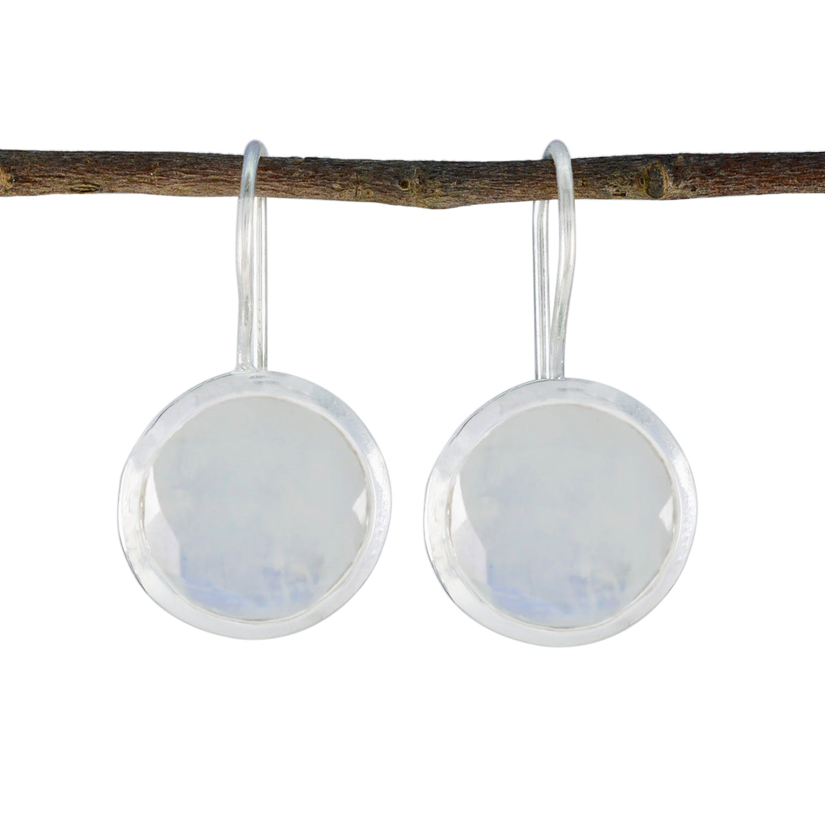Alina White Eye catching Solitaire Dangle Earring Rainbow Moonstone White Dangle