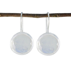 Alina White Eye catching Solitaire Dangle Earring Rainbow Moonstone White Dangle