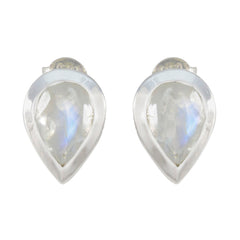 Antonia White Delicate Solitaire Stud Earring Rainbow Moonstone White Stud