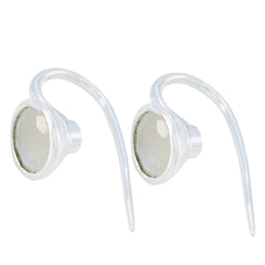 Audrey White Dainty Solitaire Dangle Earring Rainbow Moonstone White Dangle
