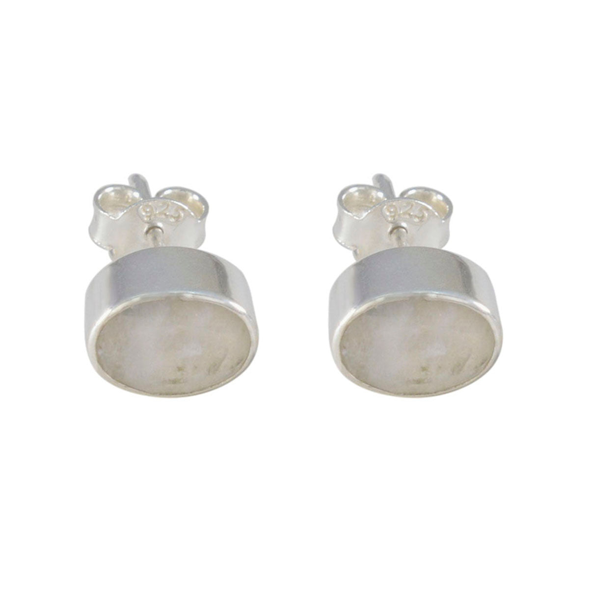 Bianca White Delicate Solitaire Stud Earring Rainbow Moonstone White Stud