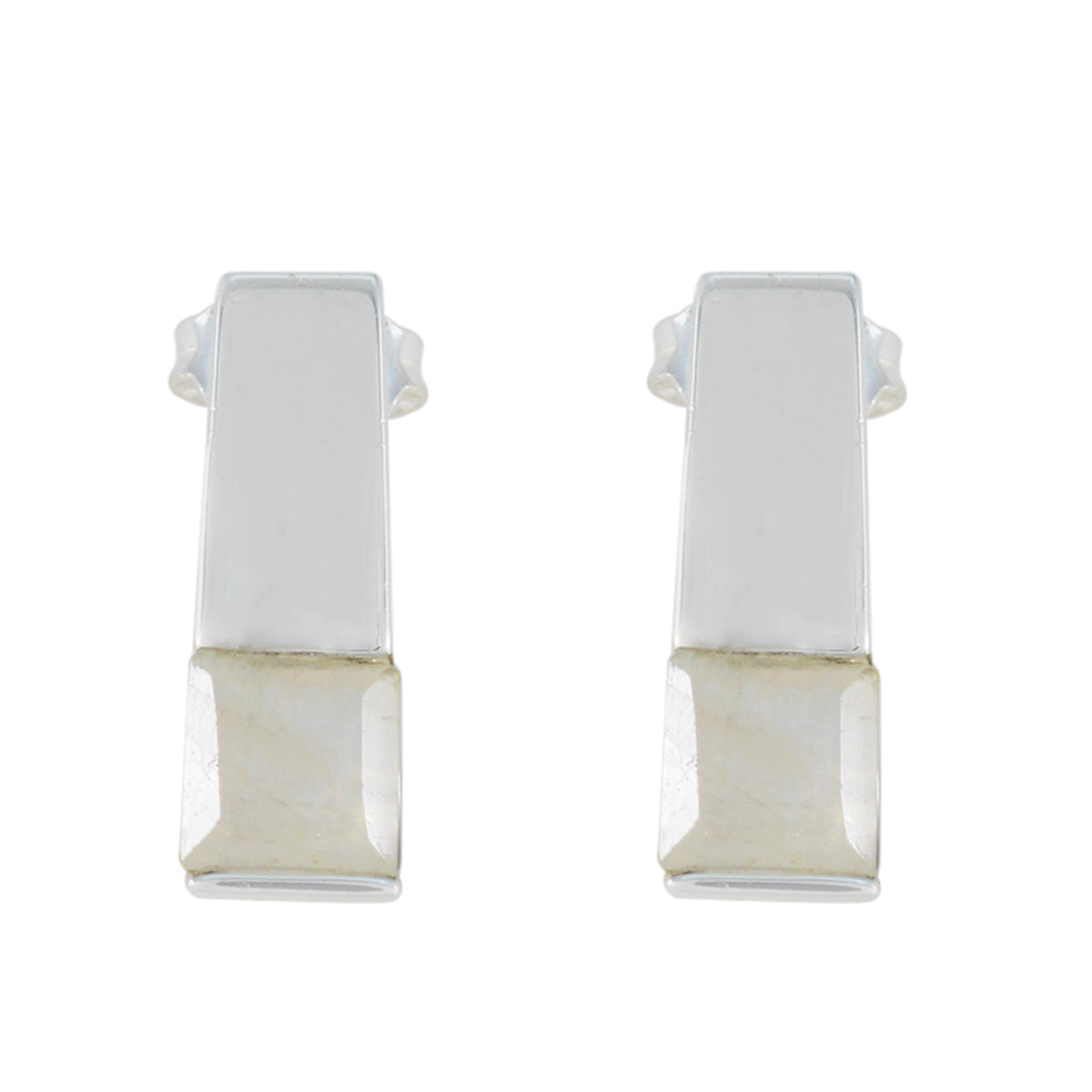 Luna White Dainty Solitaire Stud Earring Rainbow Moonstone White Stud