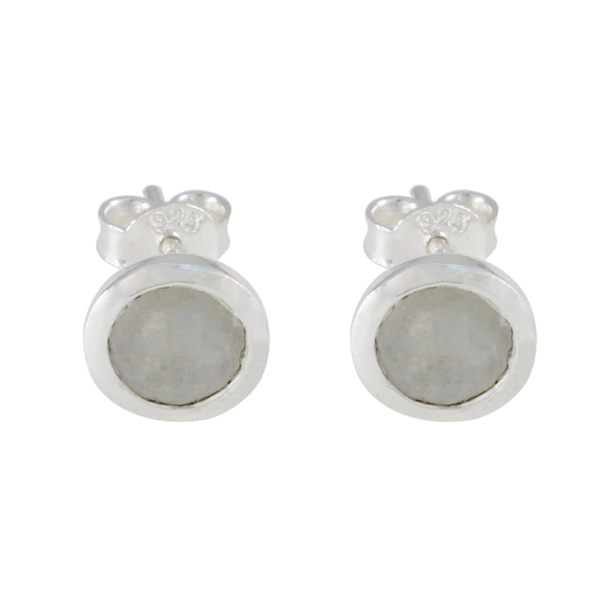 Zoey White Delicate Solitaire Stud Earring Rainbow Moonstone White Stud