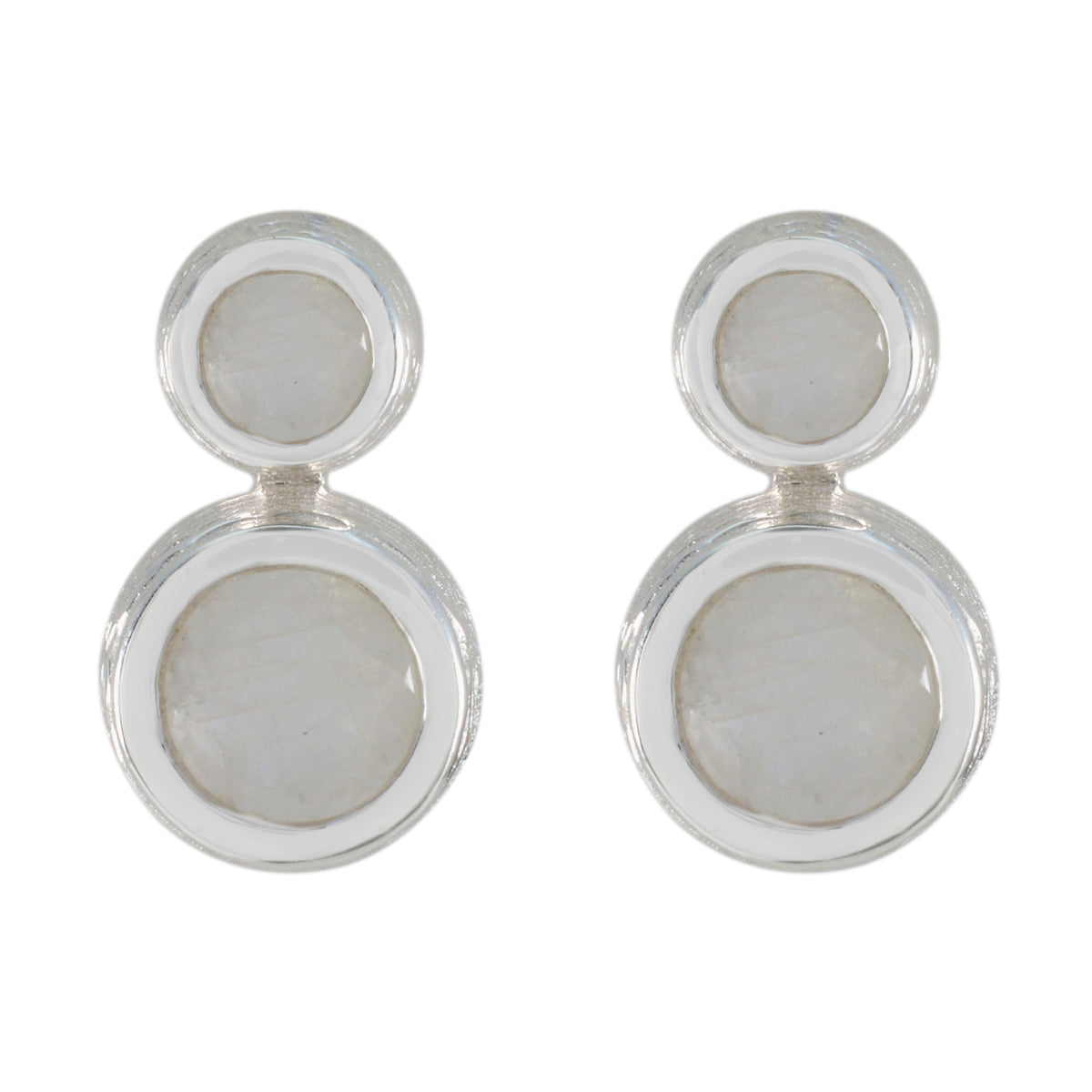 Emilia White Minimal Toi et Moi Stud Earring Rainbow Moonstone White Stud