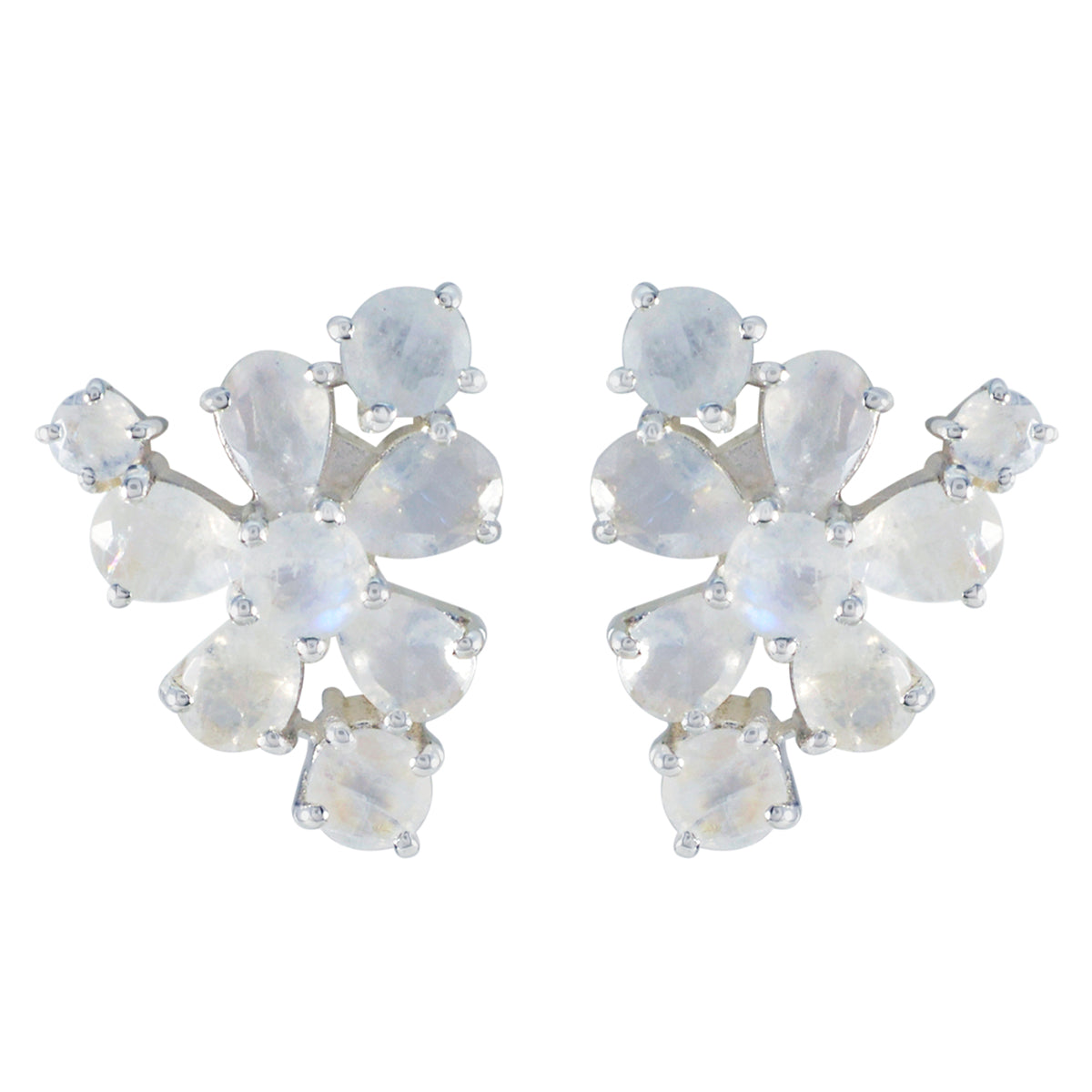 Harper White Minimal multiple Stud Earring Rainbow Moonstone White Stud