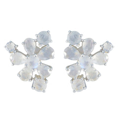 Harper White Minimal multiple Stud Earring Rainbow Moonstone White Stud