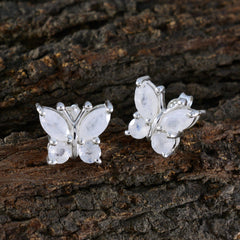 Inès White Whisper thin quarter Stud Earring