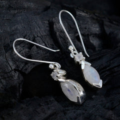 Natalie White Whisper thin Toi et Moi Dangle Earring
