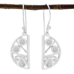 Eun ji White Mid weight Trilogy Dangle Earring Rainbow Moonstone White Dangle