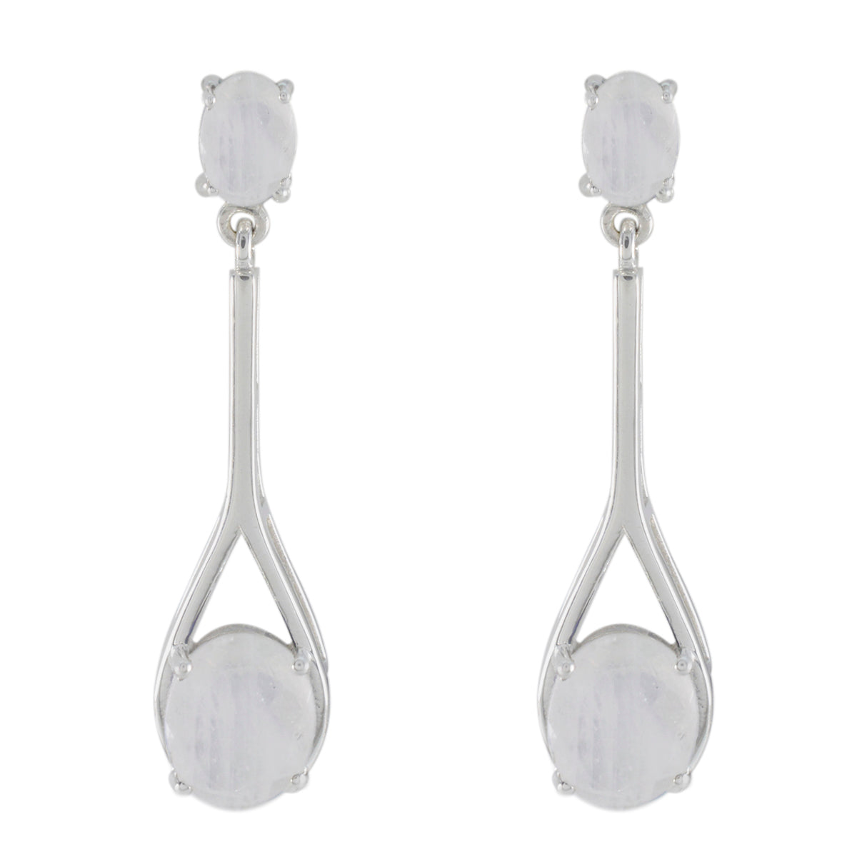 Mei White Minimal Toi et Moi Stud Earring Rainbow Moonstone White Stud