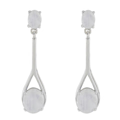 Mei White Minimal Toi et Moi Stud Earring Rainbow Moonstone White Stud
