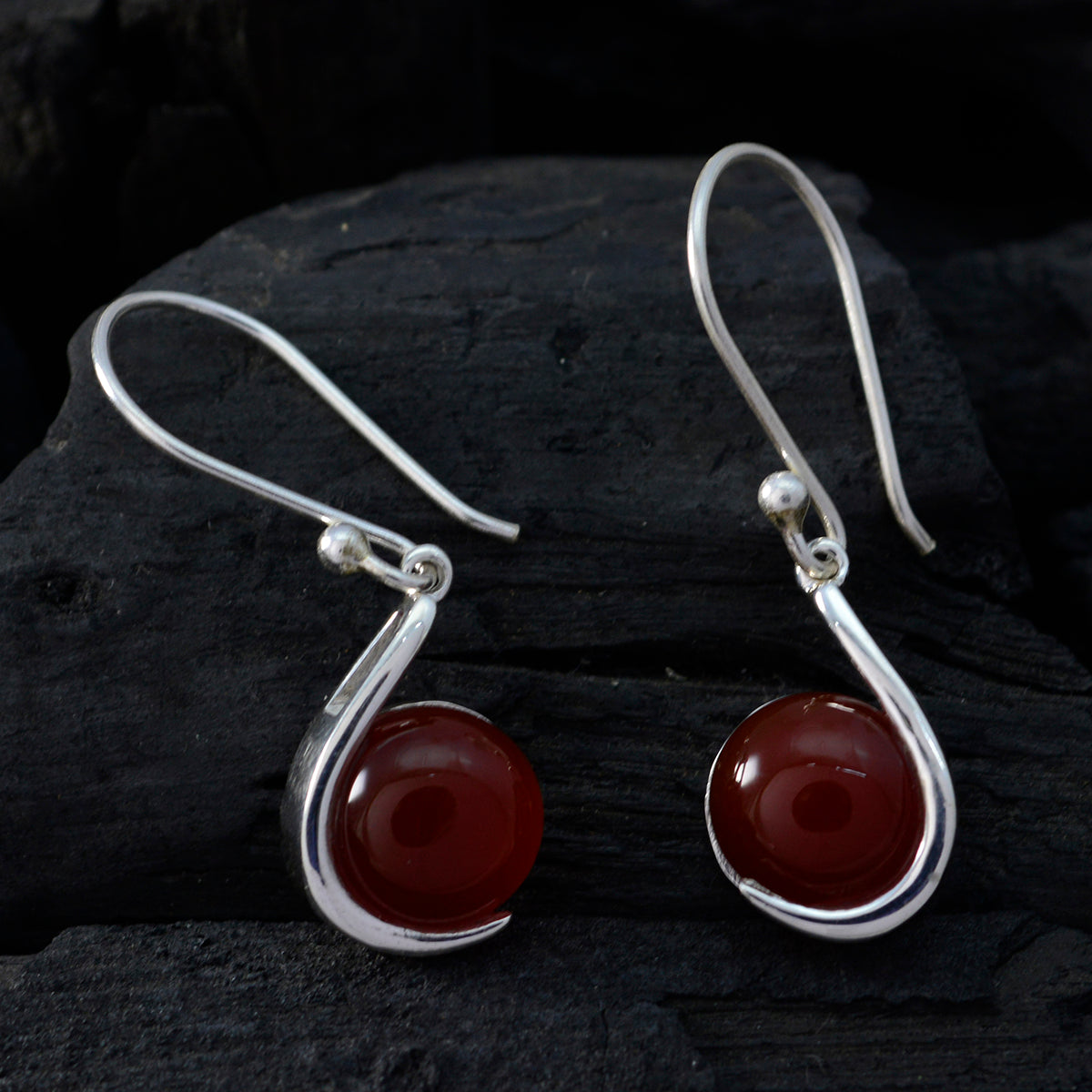 Elena Red Featherlight Solitaire Dangle Earring