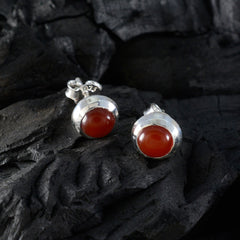 Emilia Red Delicate Solitaire Stud Earring