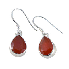 Jia Red Slim Solitaire Dangle Earring Red Onyx Red Dangle