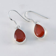 Jia Red Slim Solitaire Dangle Earring