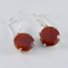 Ji eun Red Slim Solitaire Dangle Earring