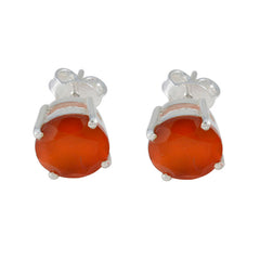 Freya Red Dainty Solitaire Stud Earring Red Onyx Red Stud