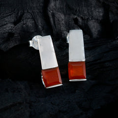Marie Red Dainty Solitaire Stud Earring